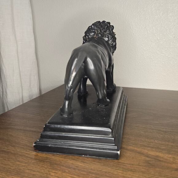 Majestic Standing Lion Statue Figurine - Heavy Faux Bronze Resin Doorstop 10" - Picture 4 of 13